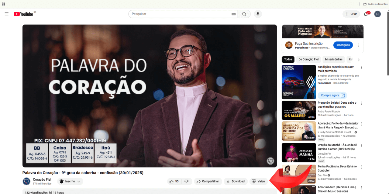 ‘Valeu Demais’: recurso no YouTube permite apoiar a evangelização da Comunidade Coração Fiel