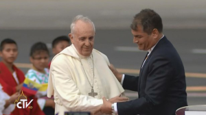 Chegada do papa em Quito